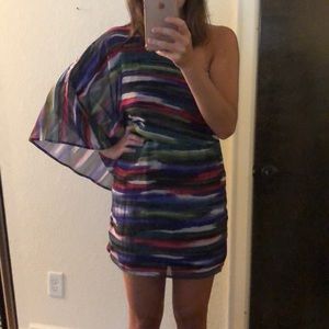 Fire Los Angeles One Shoulder Striped Dress